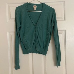 Green-blue cardigan sweater